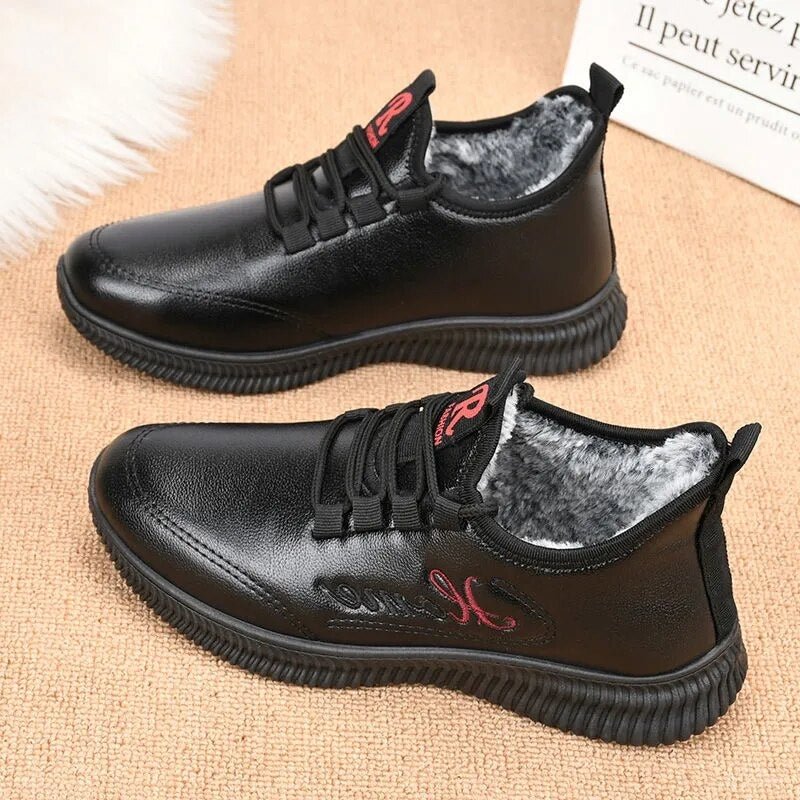 New Elastic Flat PlushShoes Women's Winter Fur Loafers Casual Red Sneakers Mom Warm Shoes Woman Ankle Booties Spring Wedge Shoes
