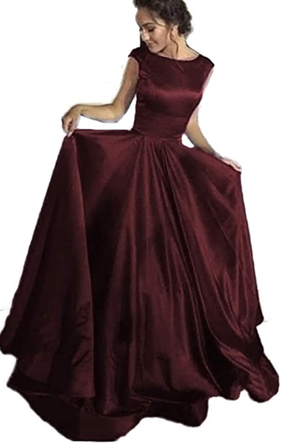 Cap Sleeve Long Bridesmaid Dress