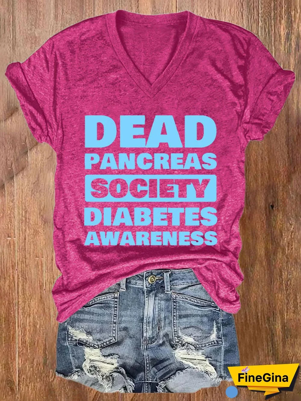 Women's Casual Diabetes Awareness Dead Pancreas Society Printed Short Sleeve T-Shirt