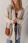 Women's Color Block Side Pockets Open Front Cardigan