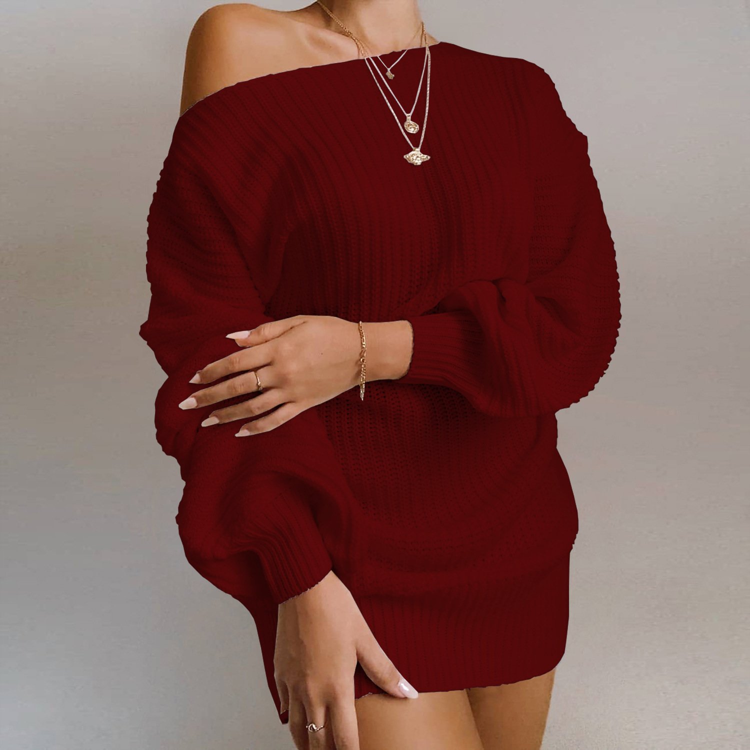 Rotimia Daily Off Shoulder Sweater Dress