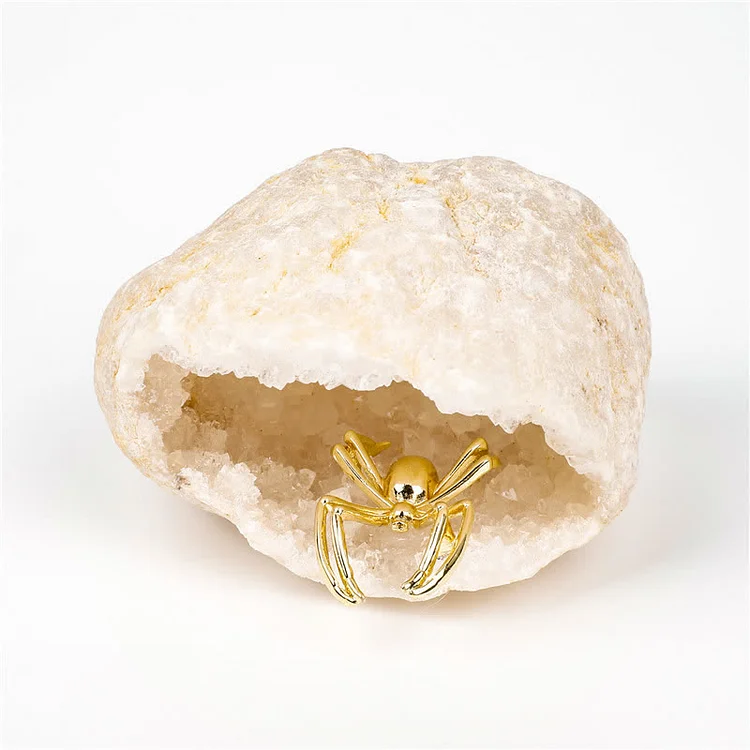 White Agate Spider Geode Rock Gemstone Decoration
