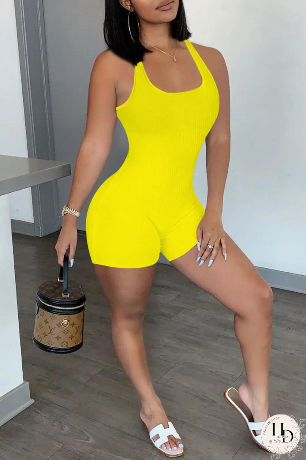 Army Green Casual Sportswear Solid Backless U Neck Skinny Romper