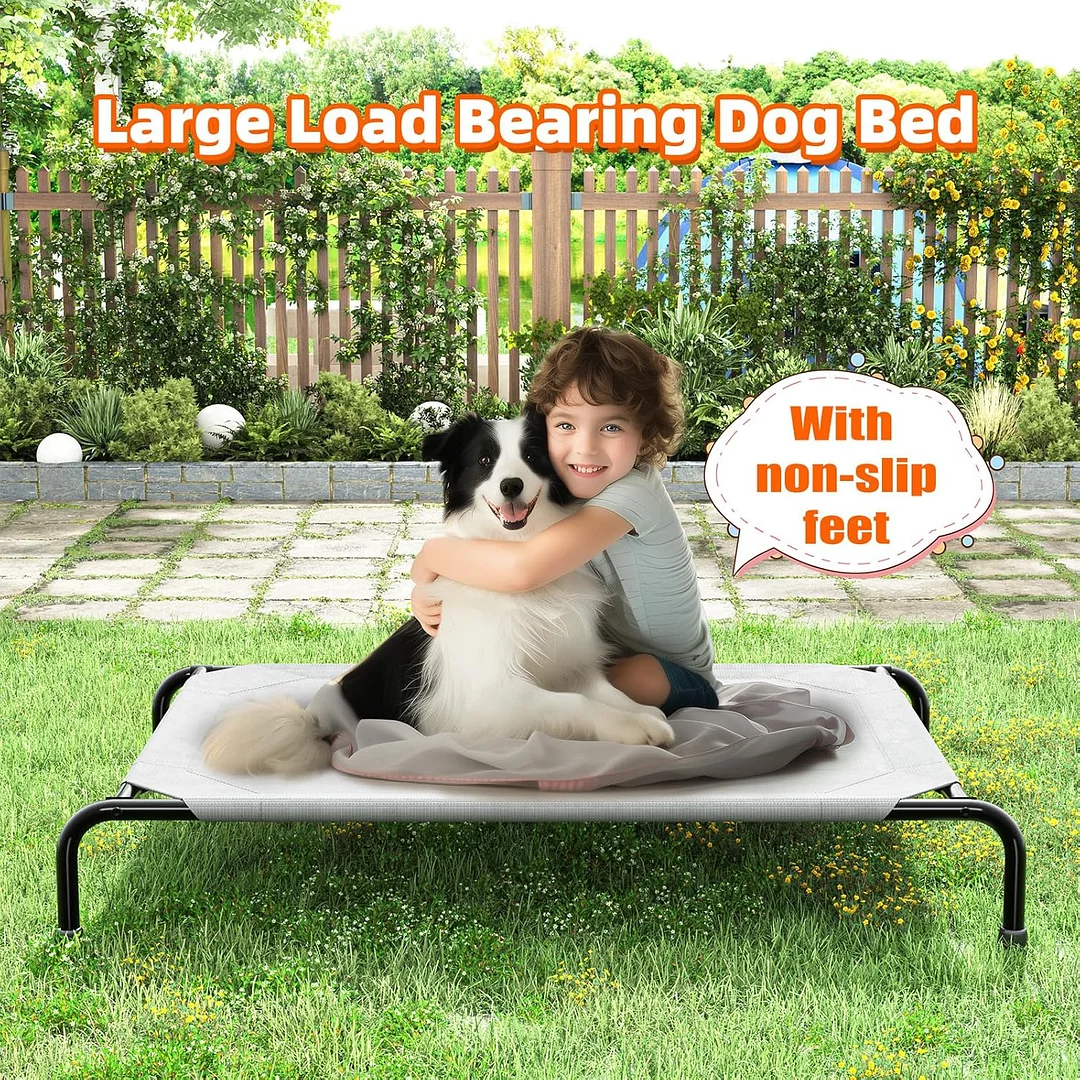 Raised Dog Cot Beds, Heavy Duty Pet Cots with Durable Supportive Recyclable Washable Mesh, Indoor & Outdoor Dog Bed
