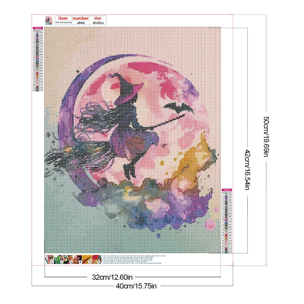 Full Round Diamond Painting 40*50cm - Flying Witch