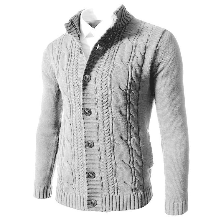 MEN'S SINGLE-BREASTED LAPEL CARDIGAN SWEATER