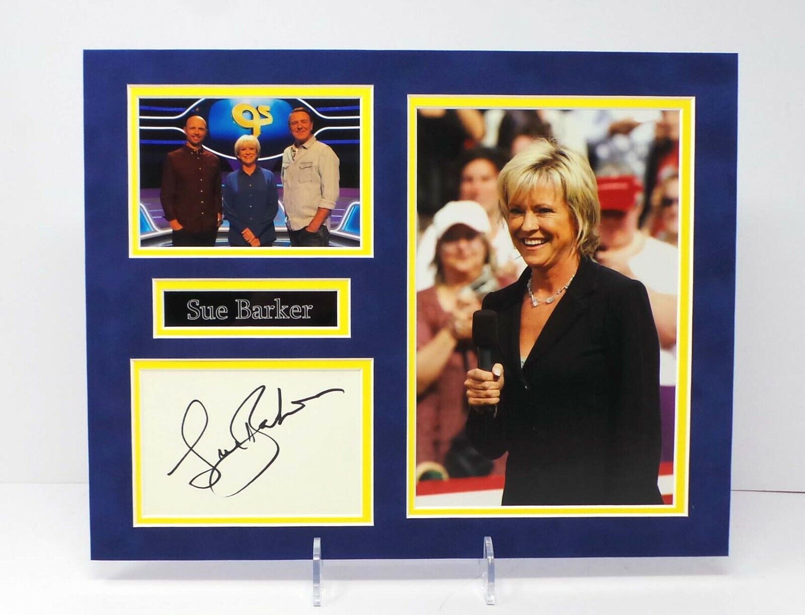 Sue BARKER Signed Mounted Tennis Question of Sport Photo Poster painting Display 2 AFTAL RD COA