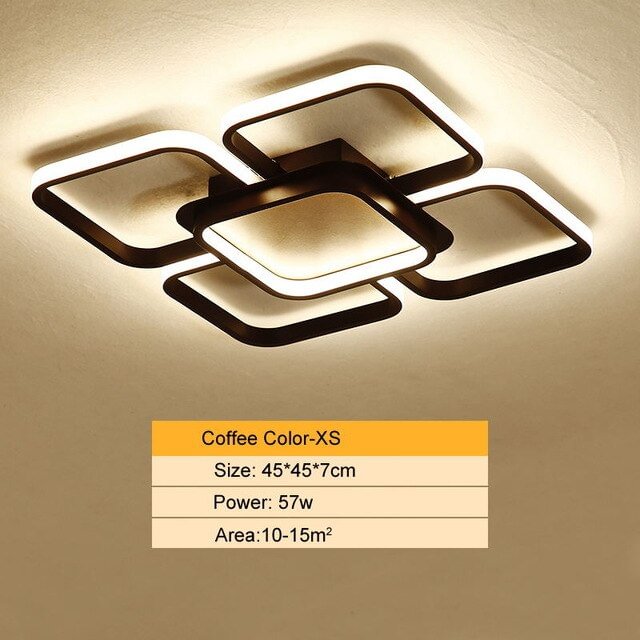 Square/Rectangle Ceiling Lights For Living Room Bedroom White/Coffee body Modern Led Ceiling Lamp Fixtures Lustre Plafonnier De