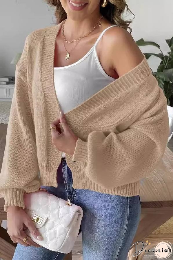 Fashion Trend Lantern Sleeve Simple Casual Coat