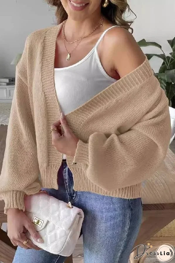 Fashion Trend Lantern Sleeve Simple Casual Coat