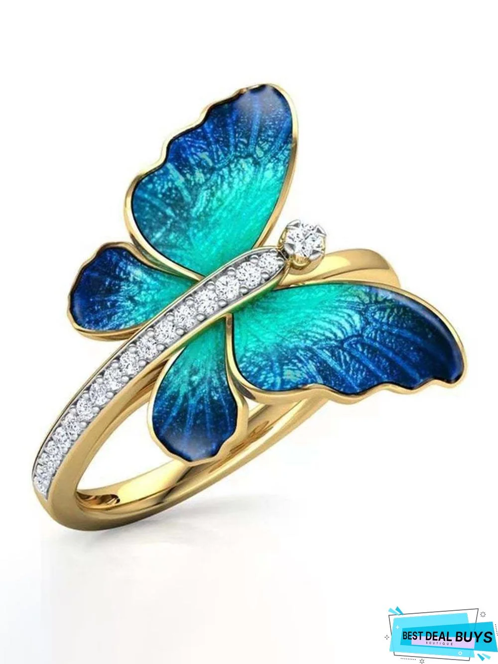 Rhinestone Butterfly Ring