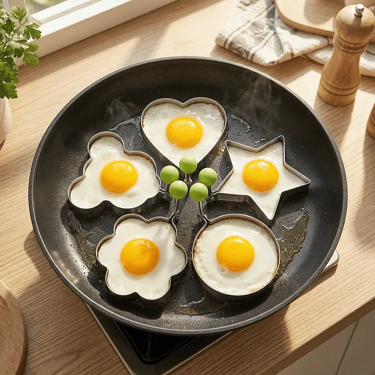 🔥LAST DAY 49% OFF-🔥5PCS Fried Egg Ring Molds Nonstick for Griddle Pan &ndash; Stainless Steel Egg Shaper Pancake Maker Set for Frying & Cooking 