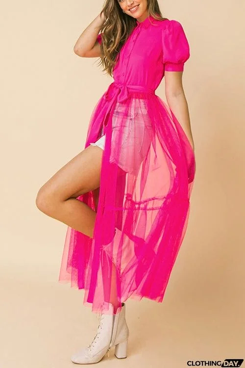 Showing Off A Little Shirt Cover Dress