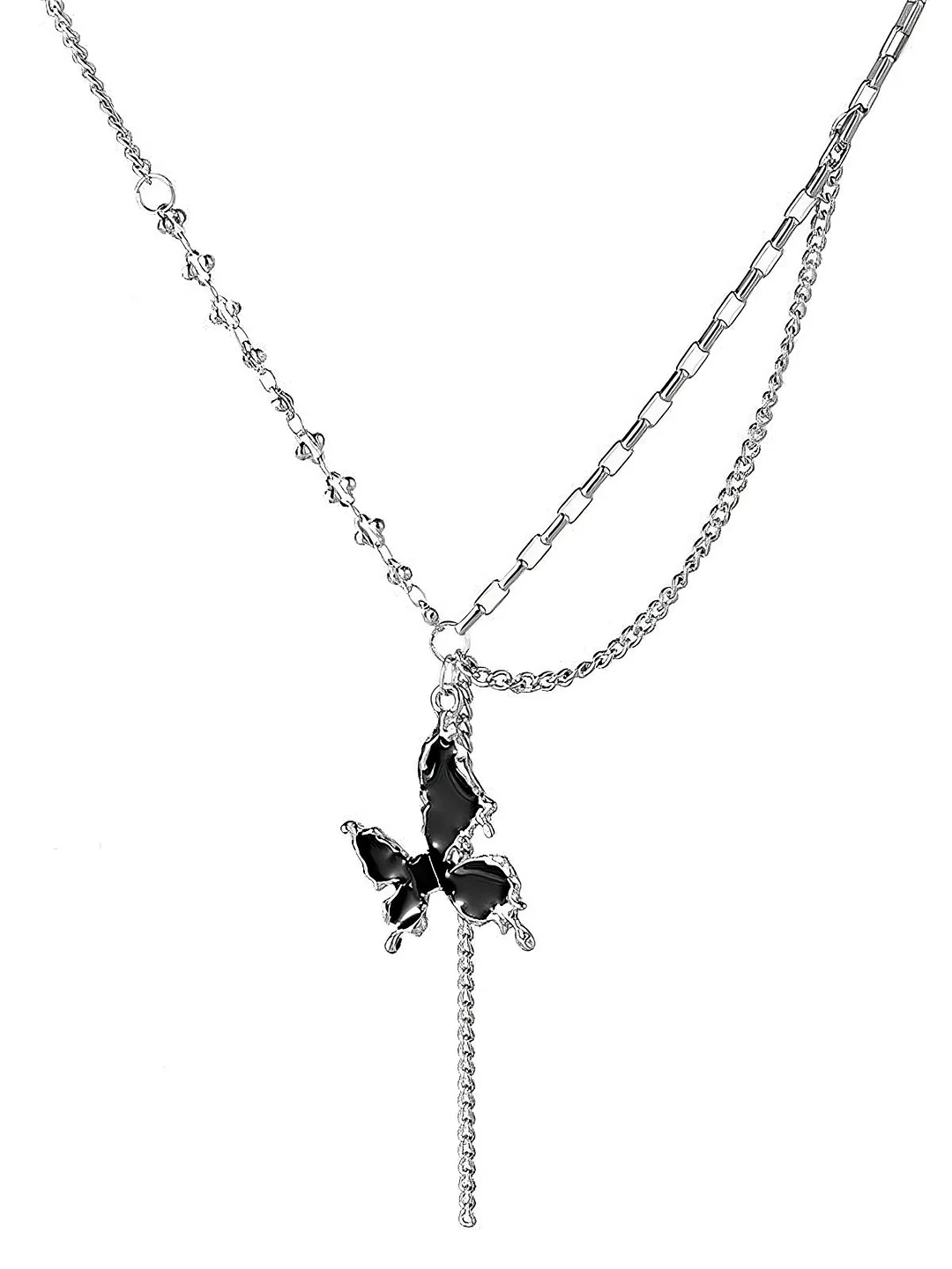 Brownm star cross butterfly heart set pendant / y2k star cross butterfly heart set pendant