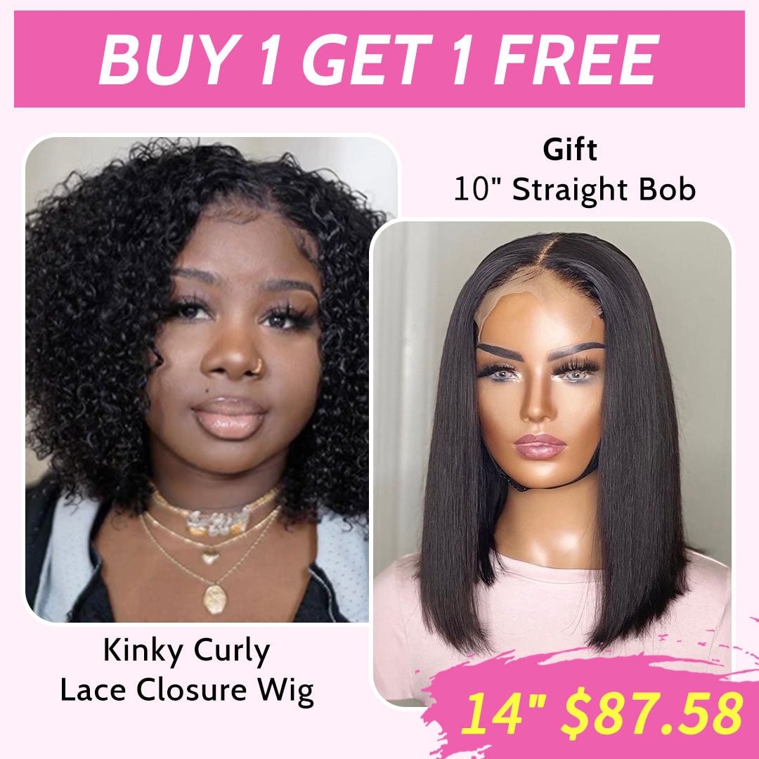 IVY Recommend Junoda Wig Kinky Curly Lace Closure Wigs Pre Plucked For Women