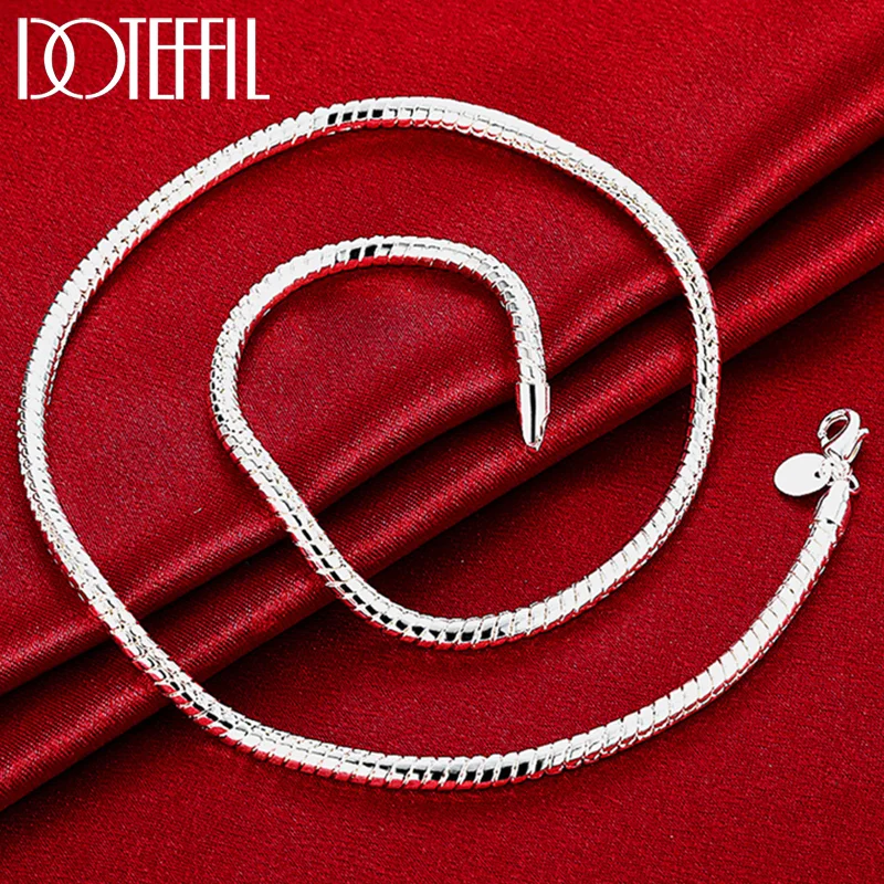 DOTEFFIL 925 Sterling Silver 4mm 20 Inch Snake Chain Necklace For Men Women Jewelry
