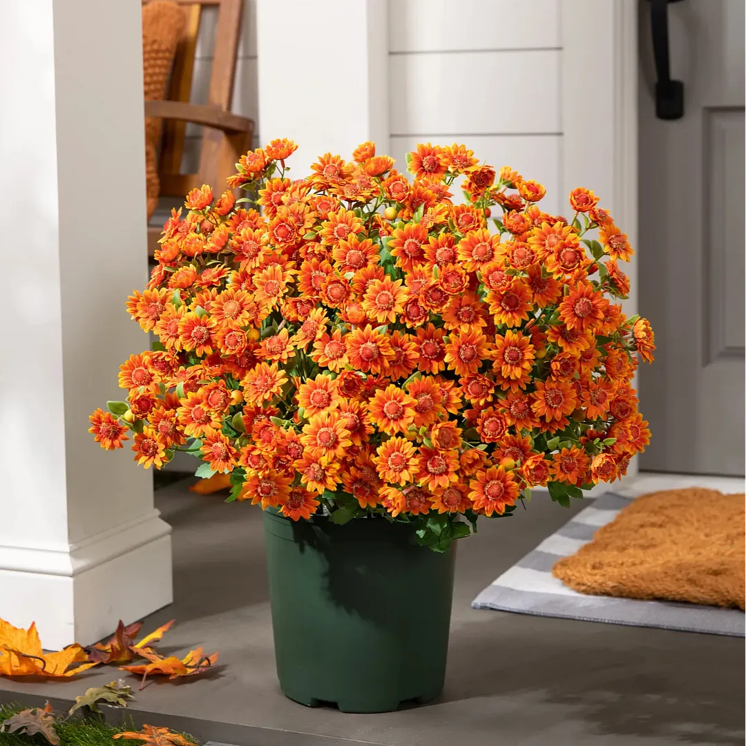 💥Last Day Each Only $2.59- Artificial Outdoor Sunset Mums Flowers - UV resistant. Waterproof. Windproof