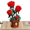 Artificial Flower Building Blocks for Adults Women for Home Office Decor (Rose)