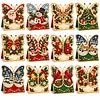 12Pcs DIY Pearl Diamond Painting Christmas Cards, 3D Greeting Card Craft Kits with Resin Pearls, Handmade Holiday Cards for Adults, Christmas Gifts & Decorations