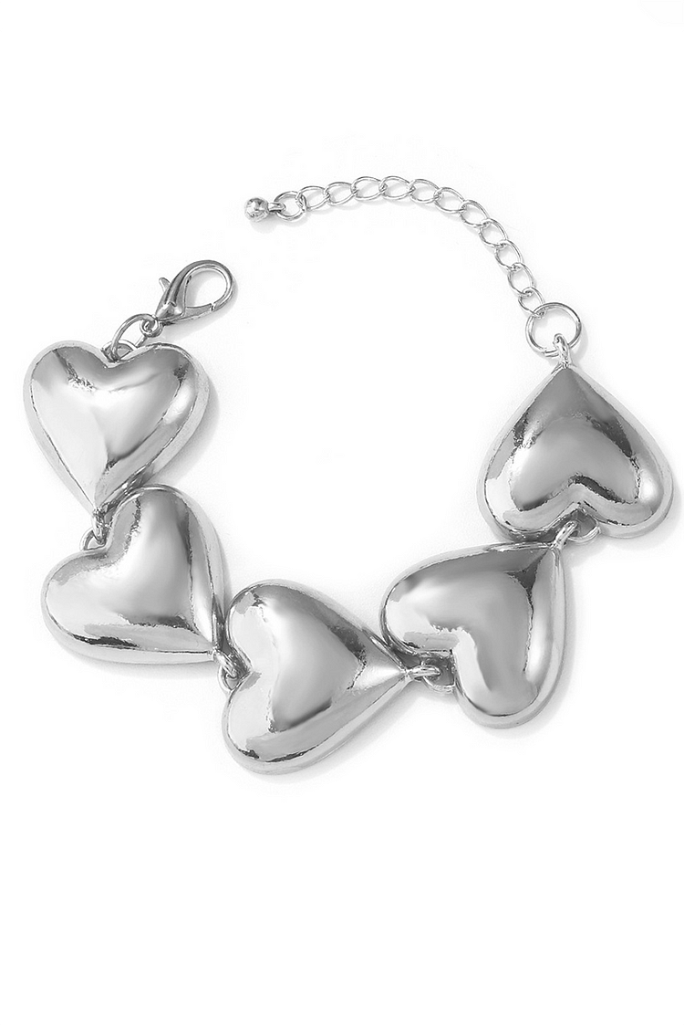 Heart-Shaped Alloy Fashionable Chain Bracelet-Gold
