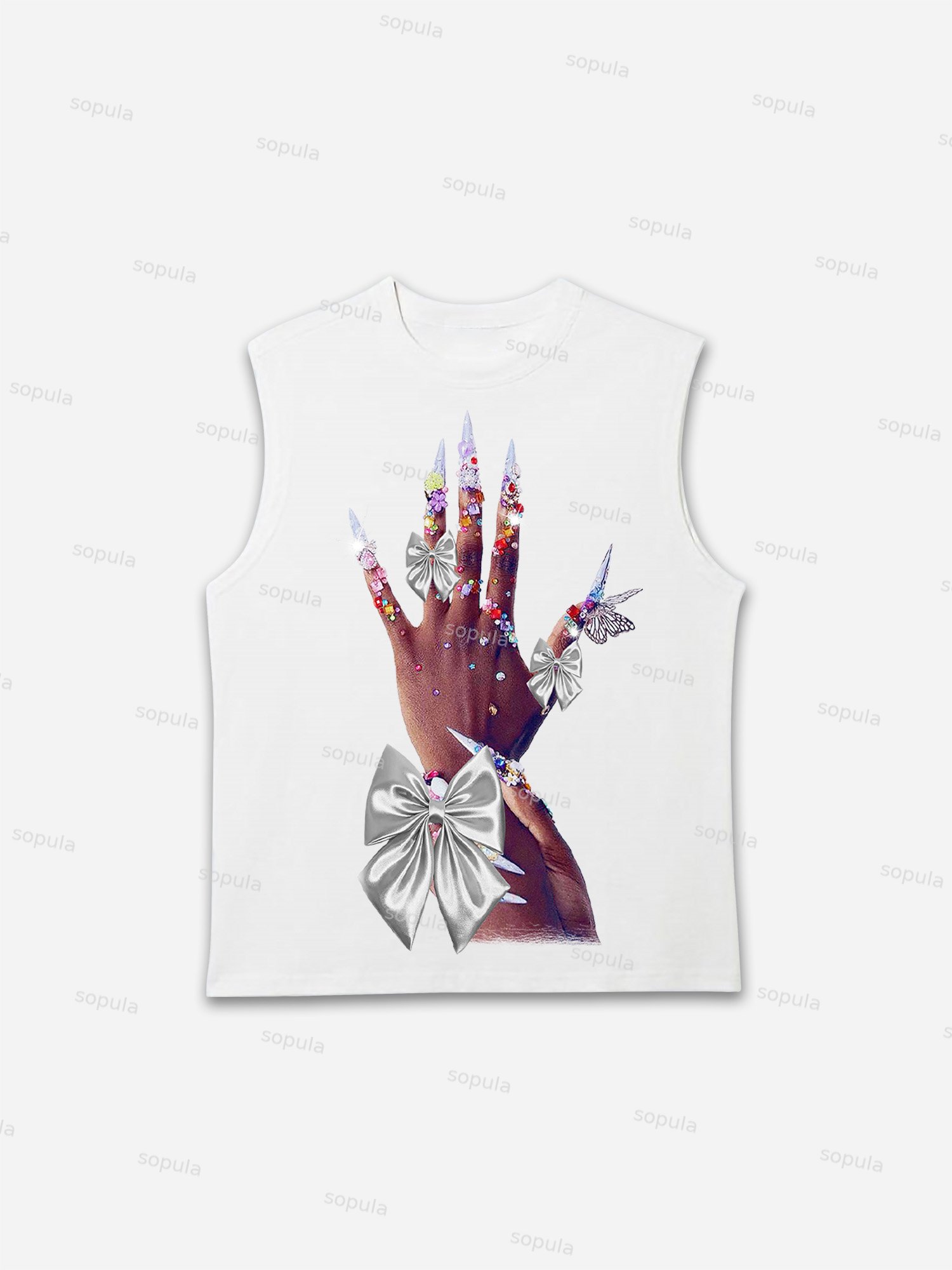 Diamond Decorated Hands Print Tank Top - Sopula｜Premium Graphic Tees & Graphic Clothing