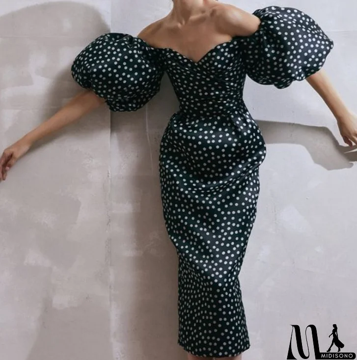 MidiSono - Women'S Sexy Polka Dot Print High Waist Dress