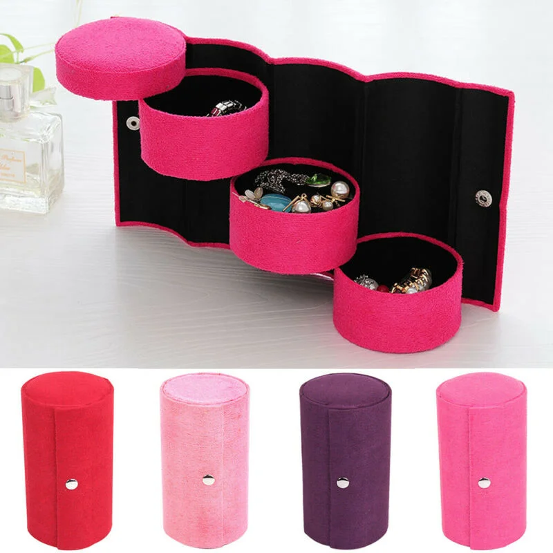 Round portable multifunctional jewelry box