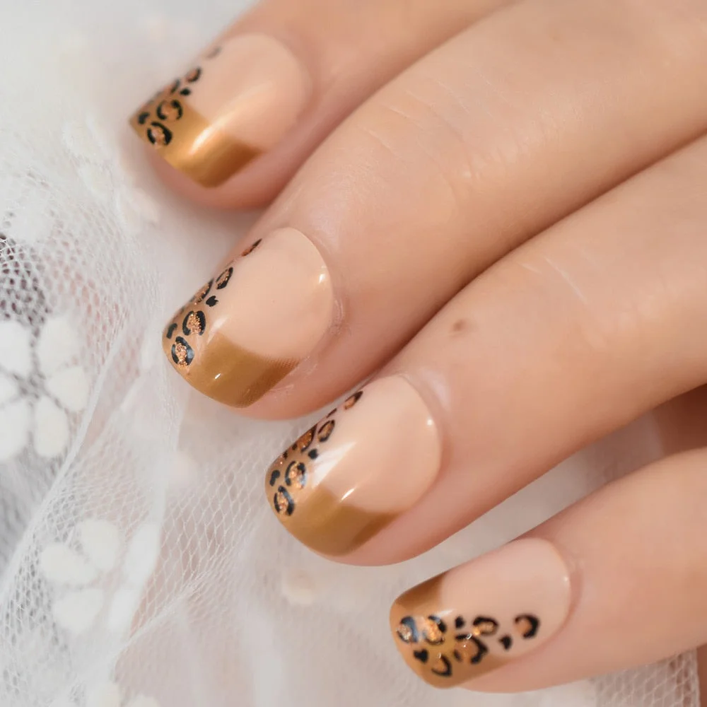 Iridescent White Instant French Nails Glitter Beveled Clear Short Square Fake Nail Art Tips Many Choice 24 Count 515-2-Nail Inspo