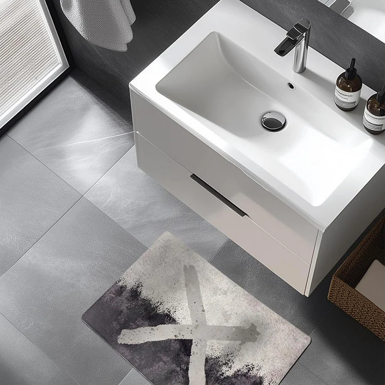 Home Bathroom Modern Graffiti Water Absorbent Rug Anti-Slip Bath Mat