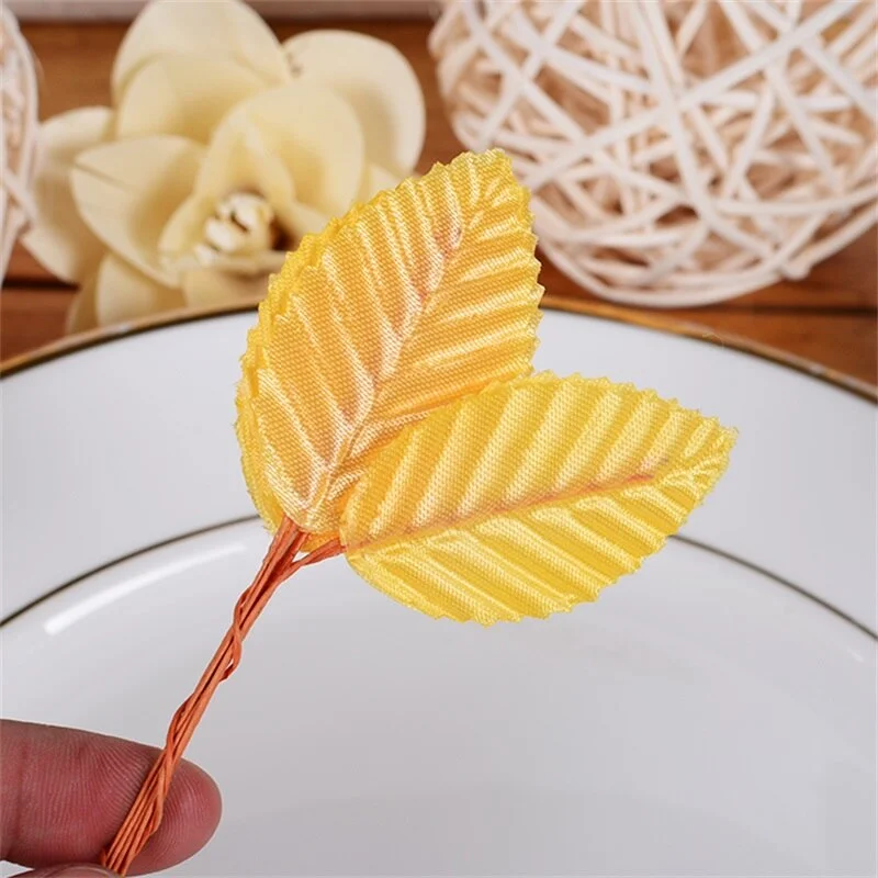 30pcs Silk Leaves Artificial Green Leaves Bouquet Wedding Party Decoration Fake Floral Accessories DIY scrapbooking