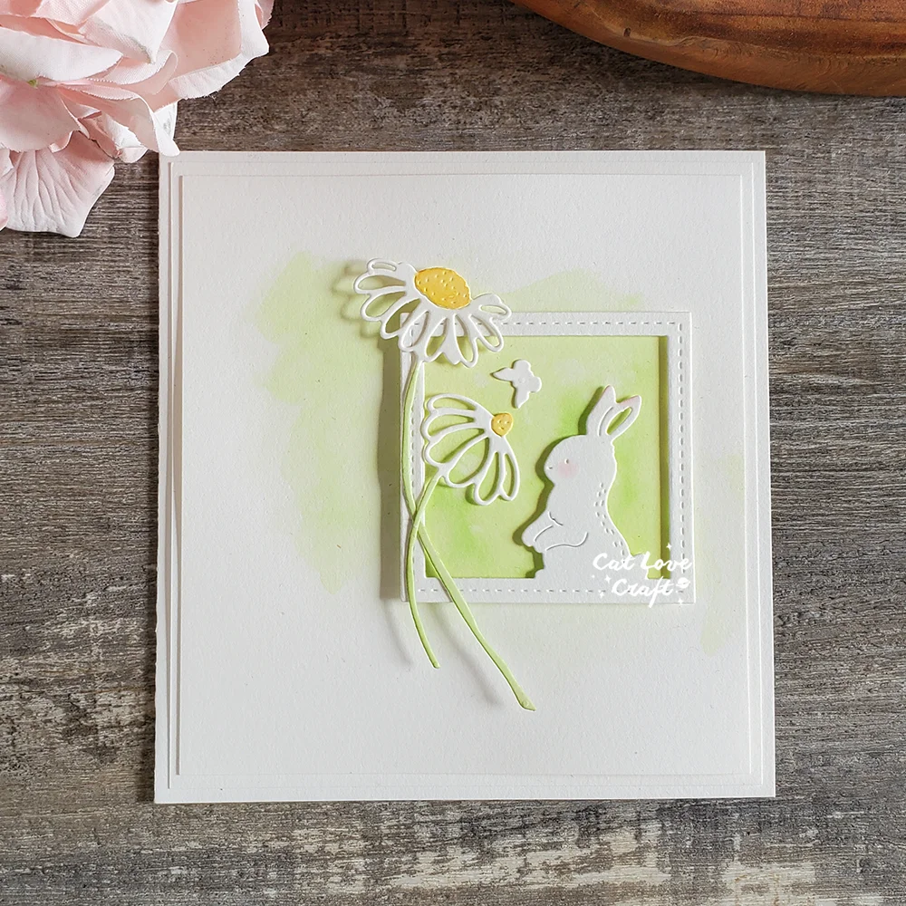 Nigikala Easter Rabbit Bunny Frame Metal Cutting Dies Scrapbooking Stencil Die Cuts Card Making DIY Craft Embossing New Dies