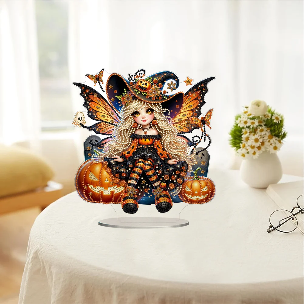 DIY Halloween Witch Acrylic Special Shaped Table Top Diamond Painting Ornament Kits