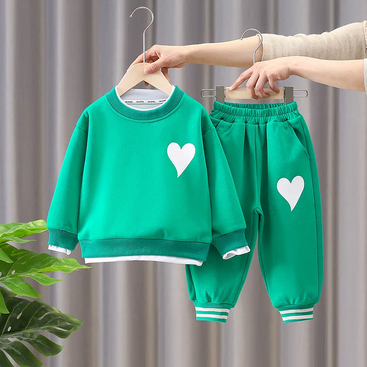 Toddler Boy Heart Casual Sweatsuit 2 Pieces Set