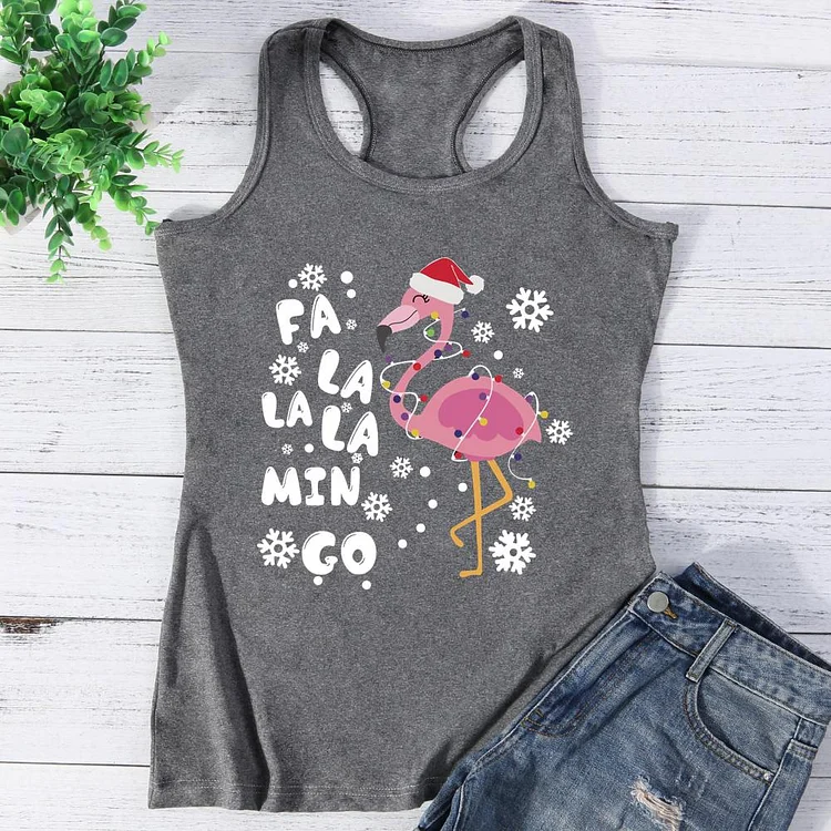 Flamingo Christmas Light Santa Hat Vest Top-Annaletters