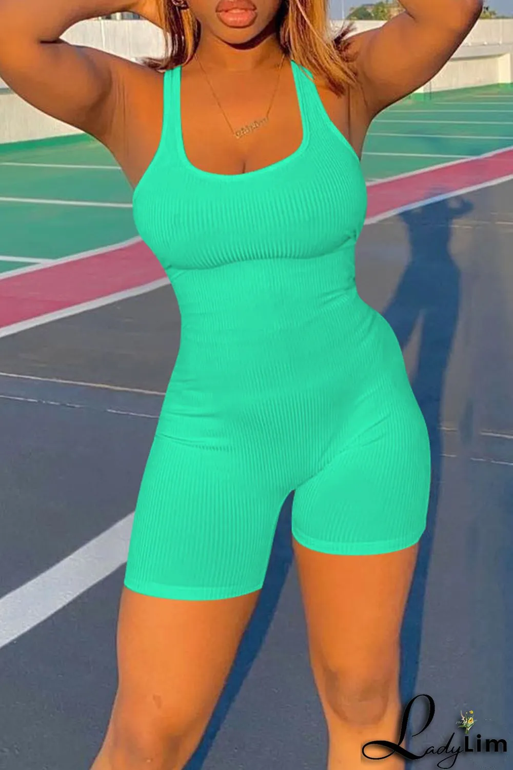 Black Casual Sportswear Solid Split Joint U Neck Regular Jumpsuits