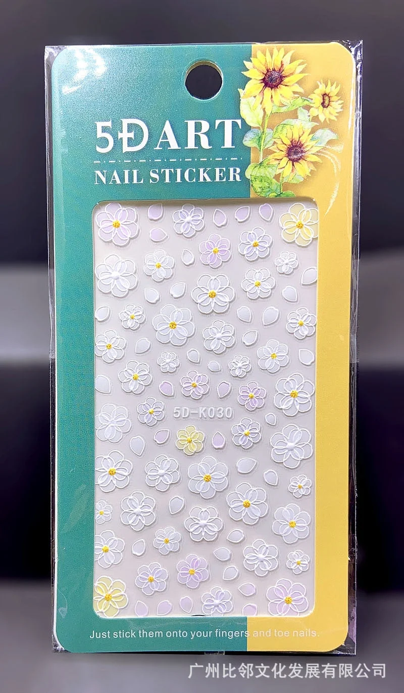 5D Acrylic Nail Sticker Engraved White Snowflakes Flower Sliders Embossed Lace Wedding Nail Art Design Monogram Decals Manicure-Nail Inspo