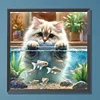 Diamond Painting-DIY Full Round Drill Cat and Fish