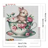 Kaninchen und Pfingstrose - Rundbohrer Diamantmalerei - 40*40cm