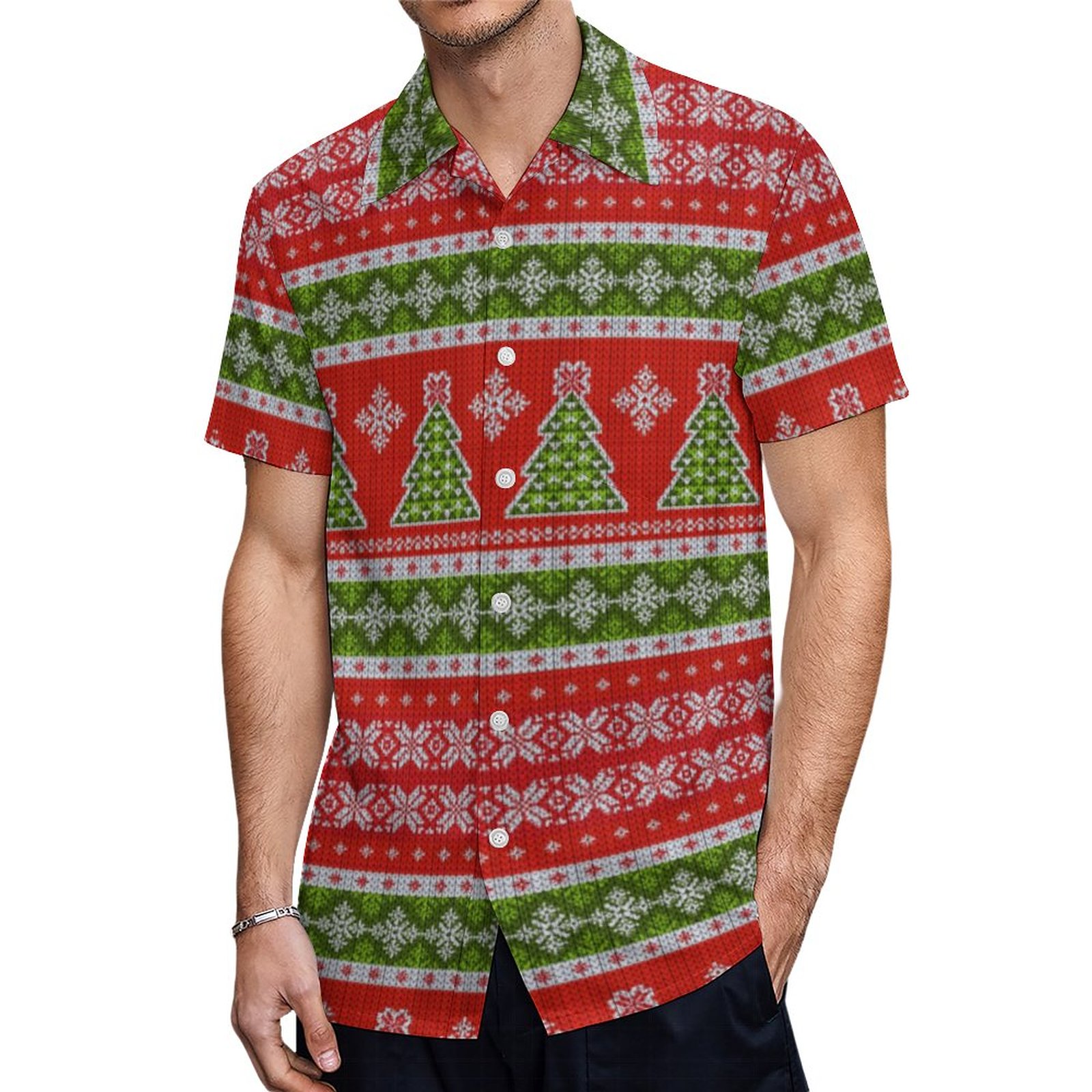 Christmas Red Green Holidays Beautiful Hawaiian Shirt Mens Button Down Plus Size Tropical Hawaii Beach Shirts