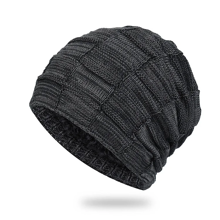 Men Vintage Warm Knitted Beanie Hat Outdoor Tactical Hat With Fleece Lining