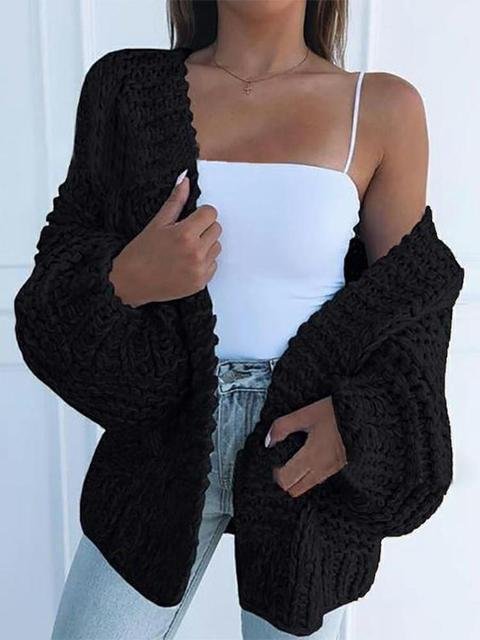 solid color knitted comfy sweater cardigan