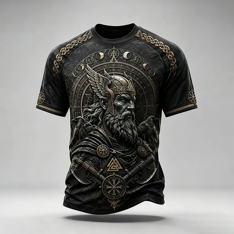 Men's Vintage Viking Samurai Celtic Art Print T-shirt