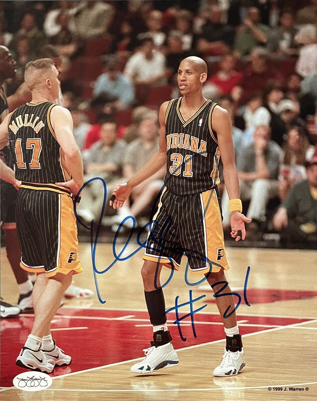 Reggie Miller Signed Indiana Pacers 8x10 Photo Poster painting JSA Authenticated