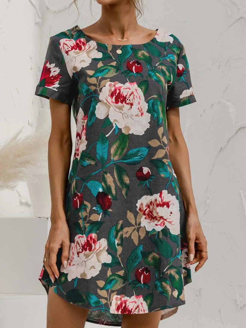 Women's Scoop Neck Short Sleeve Mini Dress