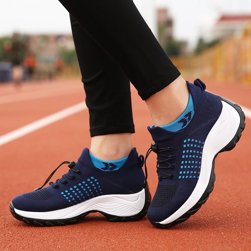2020 Autumn Women Flat Platform Sneakers for Women Breathable Mesh Sneakers Shoes Spring Ladies Laces for Sock Sneakers