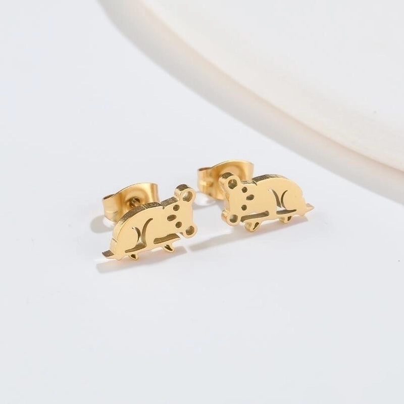 1 Pair Fashion Animal 304 Stainless Steel 18K Gold Plated Ear Studs