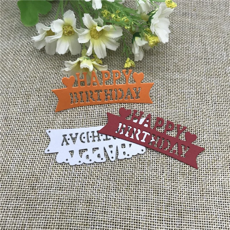 Happy Birthday Words Metal Cutting Dies Craft Stamps die Cut Embossing Card Make Stencil Frame Art Cutte