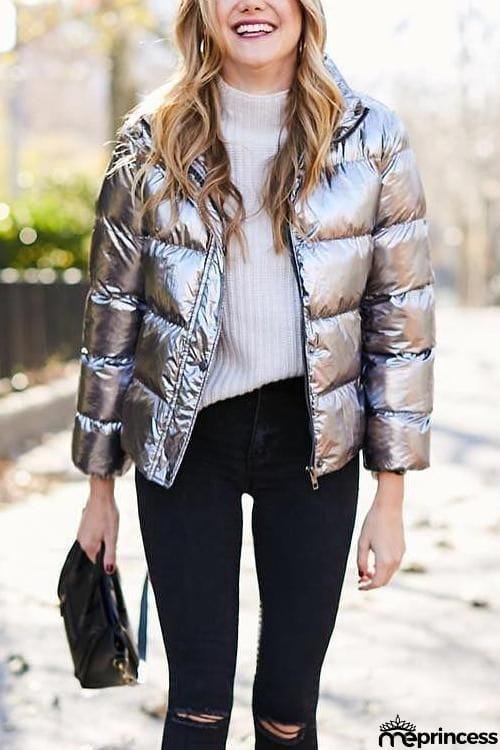 Silver Puffer Jacket