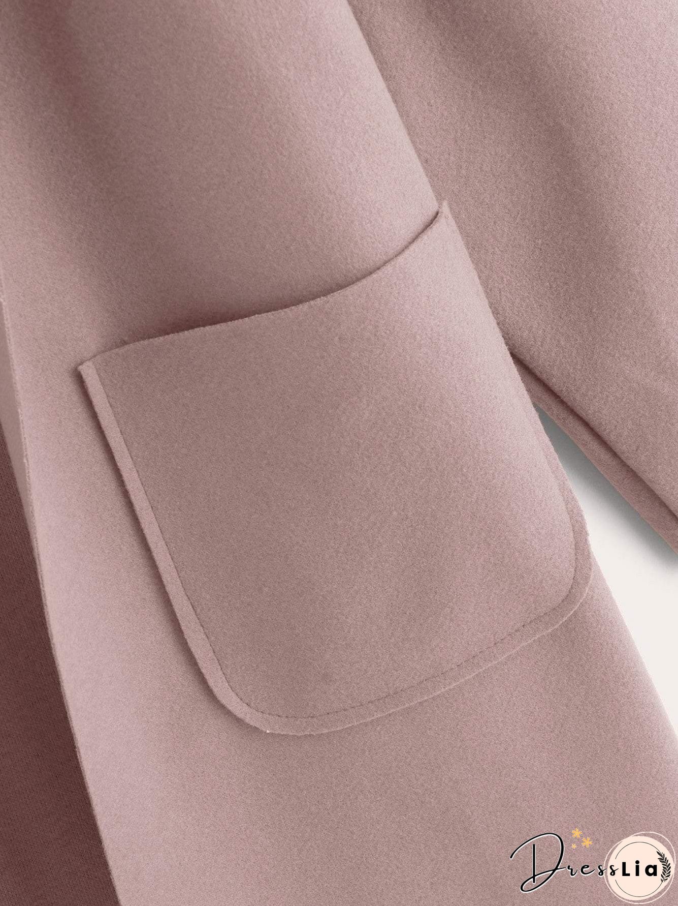 Solid Shawl Collar Dual Pocket Coat for Women
