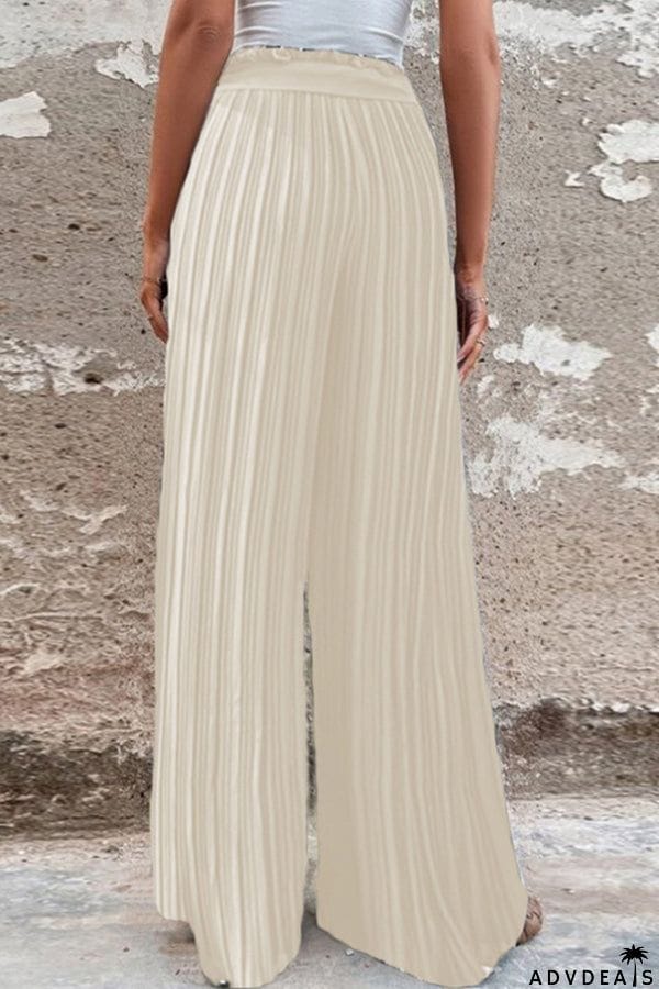 Pleated drape wide-leg pants